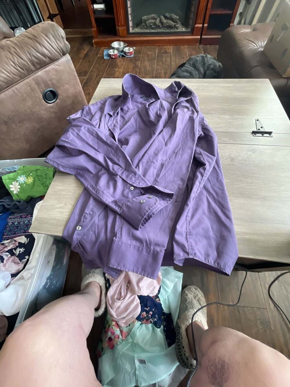 George Button Down Shirt Size 2XL 2XLG Purple Long Sleeve